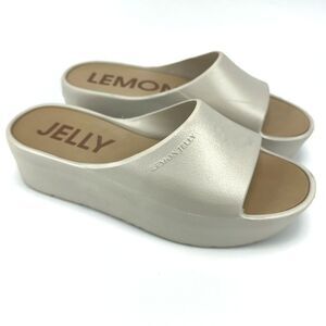 Womens LEMON JELLY Sunny 05 Champagne Silver Platform Slides Sandals Size EU 40
